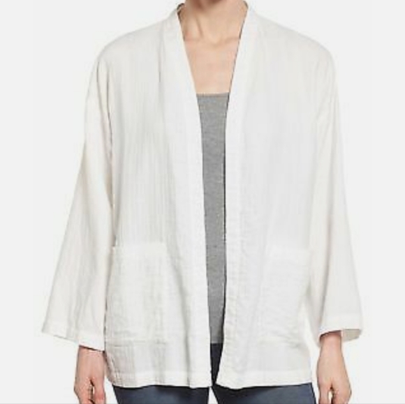 EILEEN FISHER White Long Boxy Jacket - XS - Picture 1 of 6